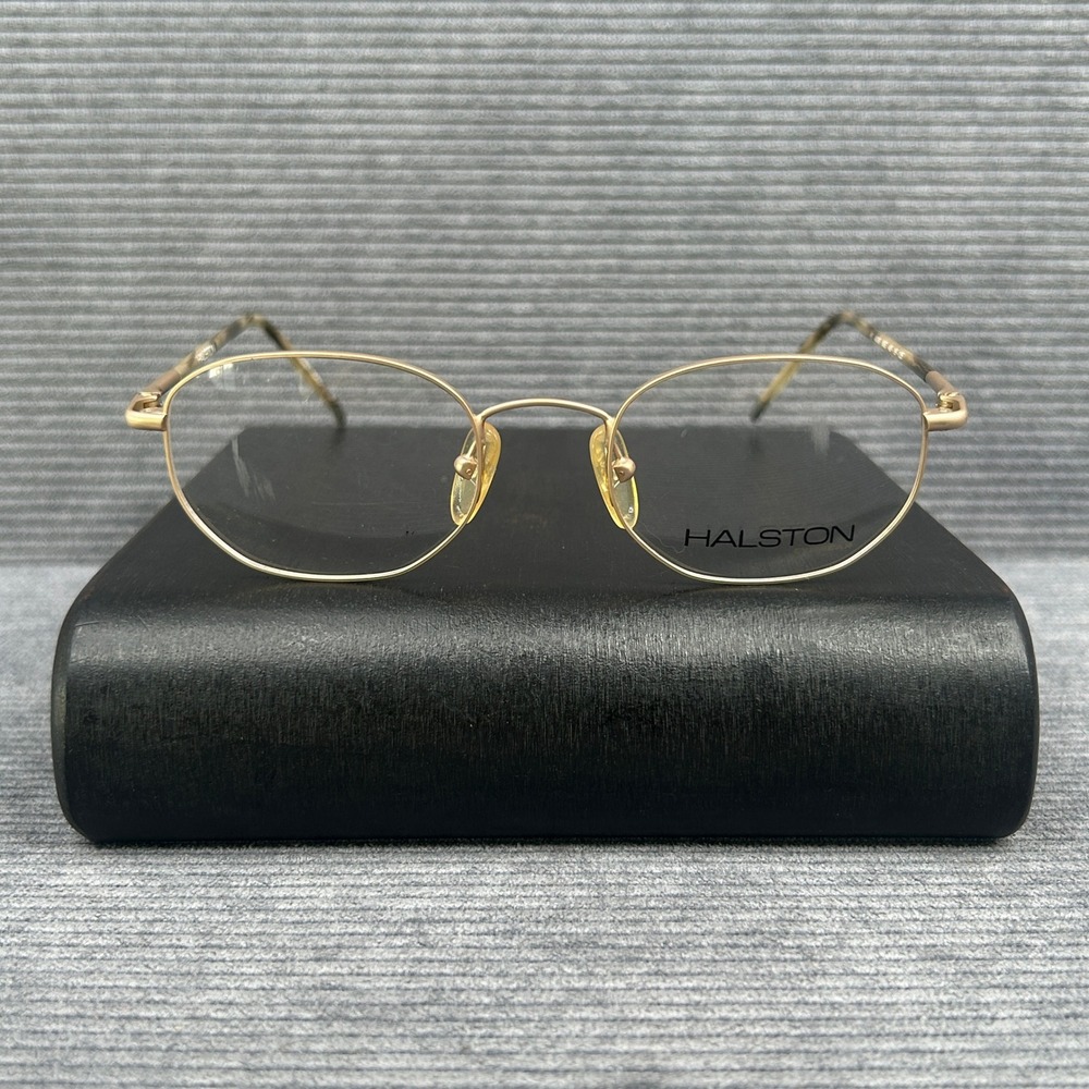 Halston H 4649 MG Gold Oval Eyeglass Frames 48-19-135 Vintage Style